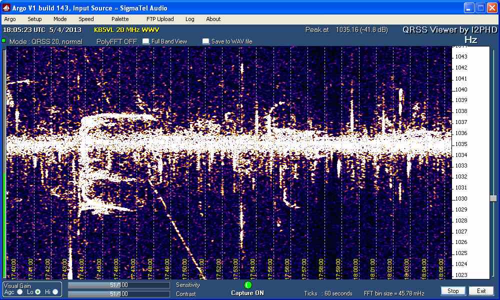 WWV 20 MHz from ARGO chart
